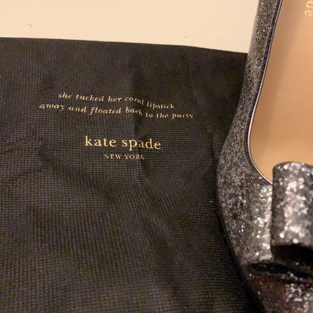 kate spade Silver Glitter Bow Pumps